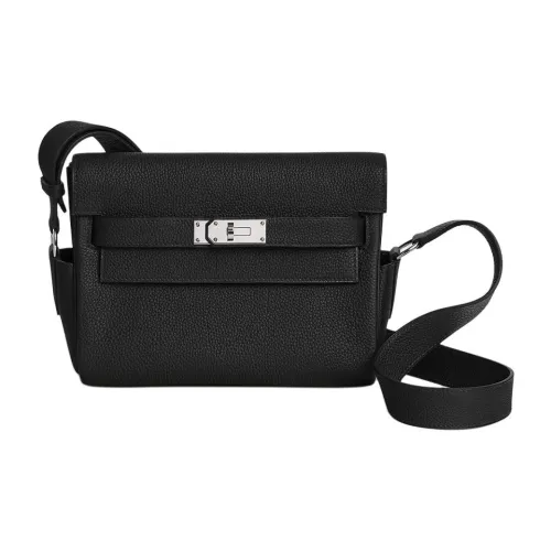 HERMES Kelly Togo Calfskin Shoulder Bag, Crossbody Bag Small Size Women's 89 Noir Black