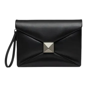 Valentino One Stud Lambskin Clutch Men's Black