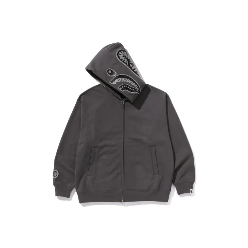 A BATHING APE Hand Drawn Face Relaxed Fit Shark Full Zip Hoodie-0