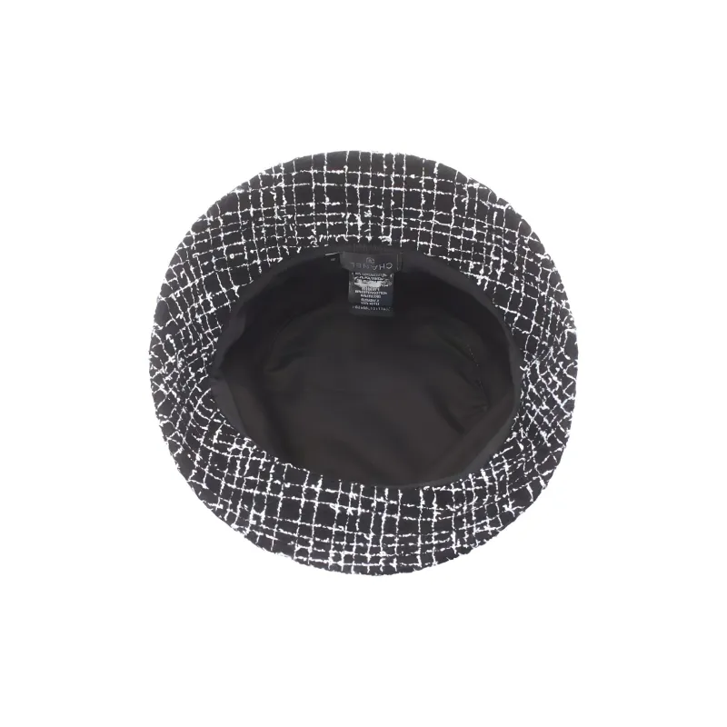 CHANEL Cotton Bucket Hats Women's Black/White-2