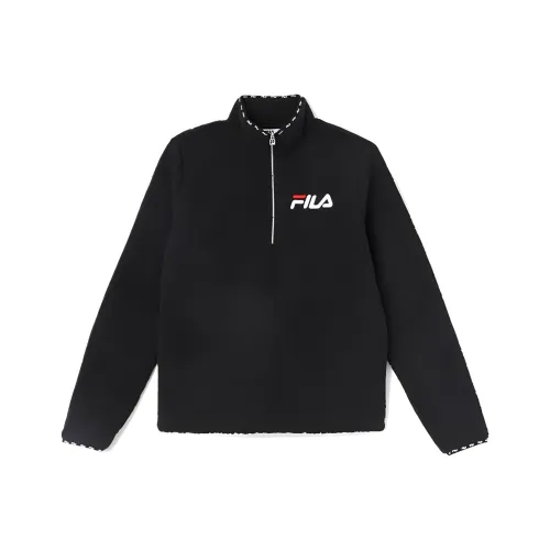 FILA FW/AW24 Velvet-feel Coat Unisex Black