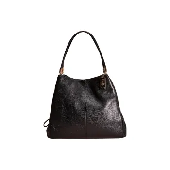 COACH Phoebe Leather Hobo Bag, Handbag, Shoulder Bag Large Size Women's Black