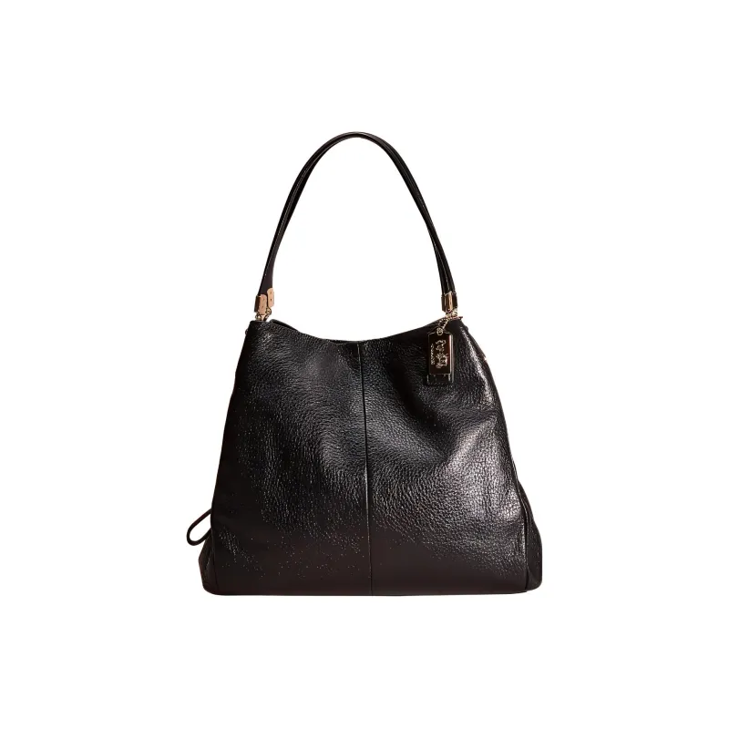 COACH Phoebe Leather Hobo Bag, Handbag, Shoulder Bag Large Size Women's Black-0