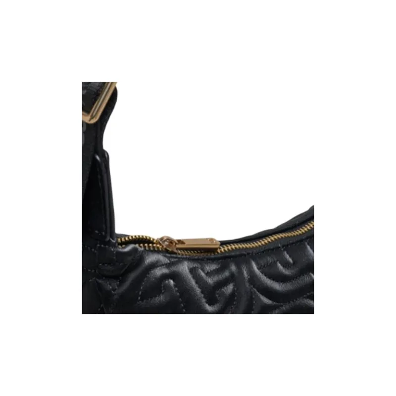 SAM EDELMAN Fabric Shoulder Bag, Crossbody Bag Medium Size Women's Black/Ivory White/Blue-4