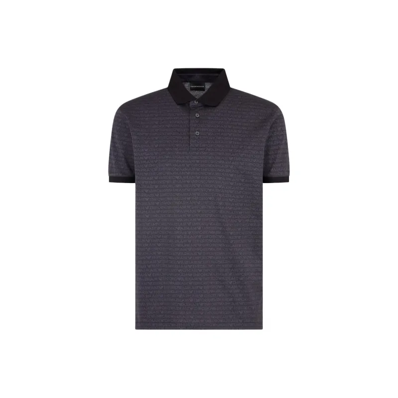 EMPORIO ARMANI Jersey Polo Shirt With All over Jacquard Lettering-0