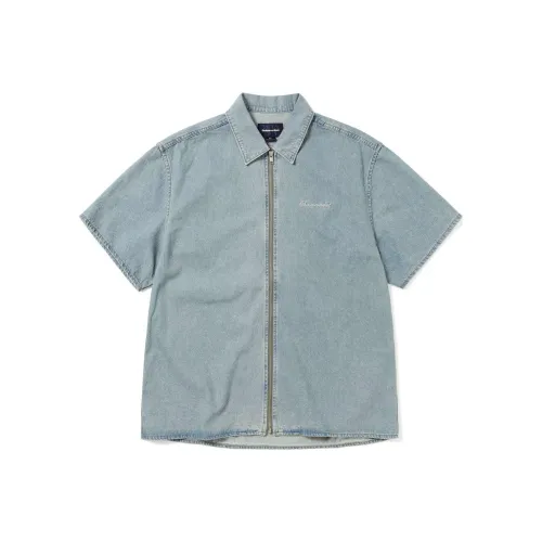 Thisisneverthat Washed Denim Zip Short Sleeve Shirt