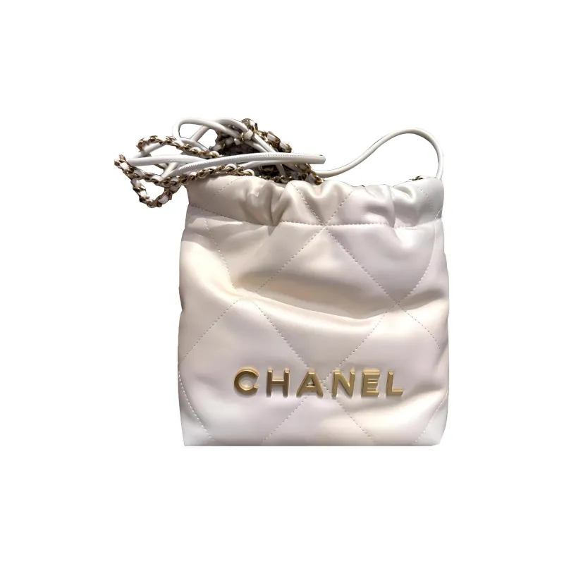 CHANEL 22Bag Calfskin Bucket Bag, Shoulder Bag, Crossbody Bag Mini Women's Pearl/Pearl White Gradient-0