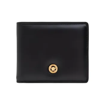 VERSACE Leather Wallet Men's Black