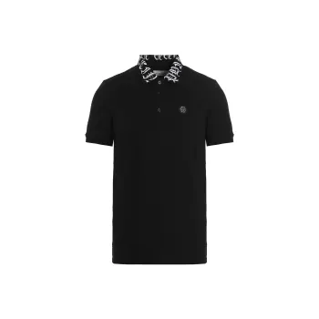 PHILIPP PLEIN Gothic-print Piqué Polo Shirt