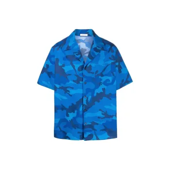 Valentino Camouflage Printed Straight Hem Shirt