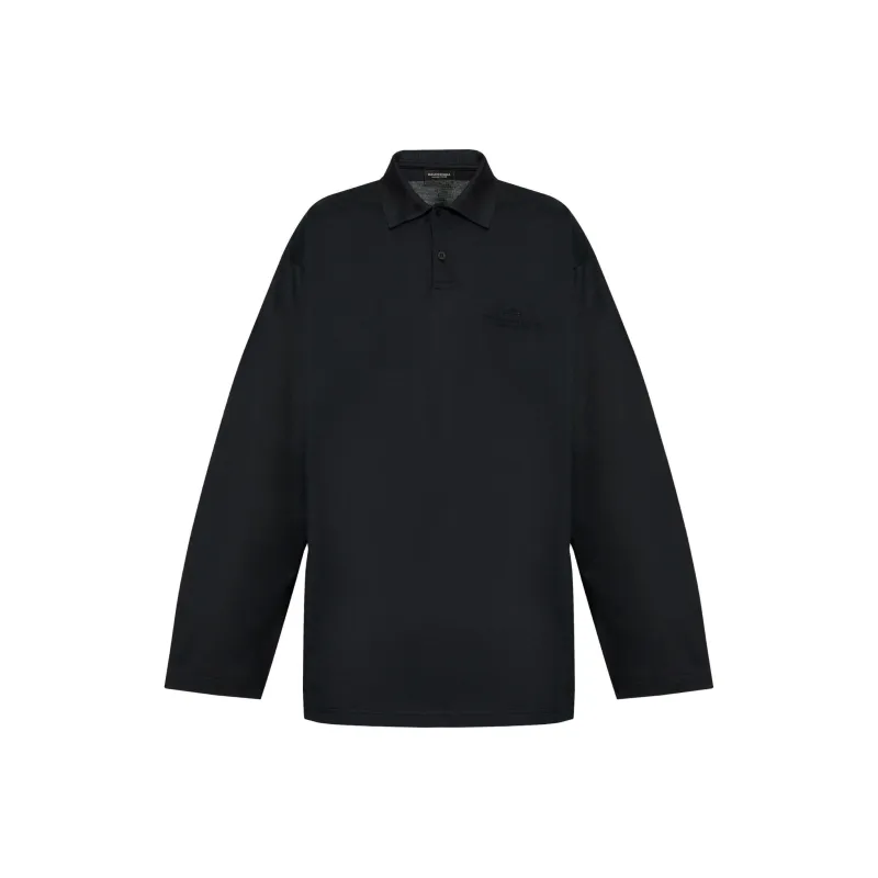 Balenciaga Collared Long Sleeve Polo Shirt-0