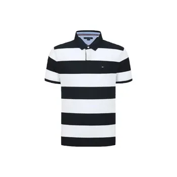 Tommy Hilfiger Polo Shirt Men's Navy Blue Stripes
