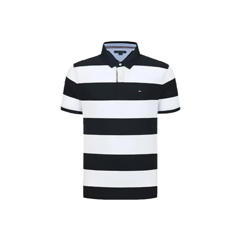 Tommy Hilfiger Polo Shirt Men's Navy Blue Stripes-0