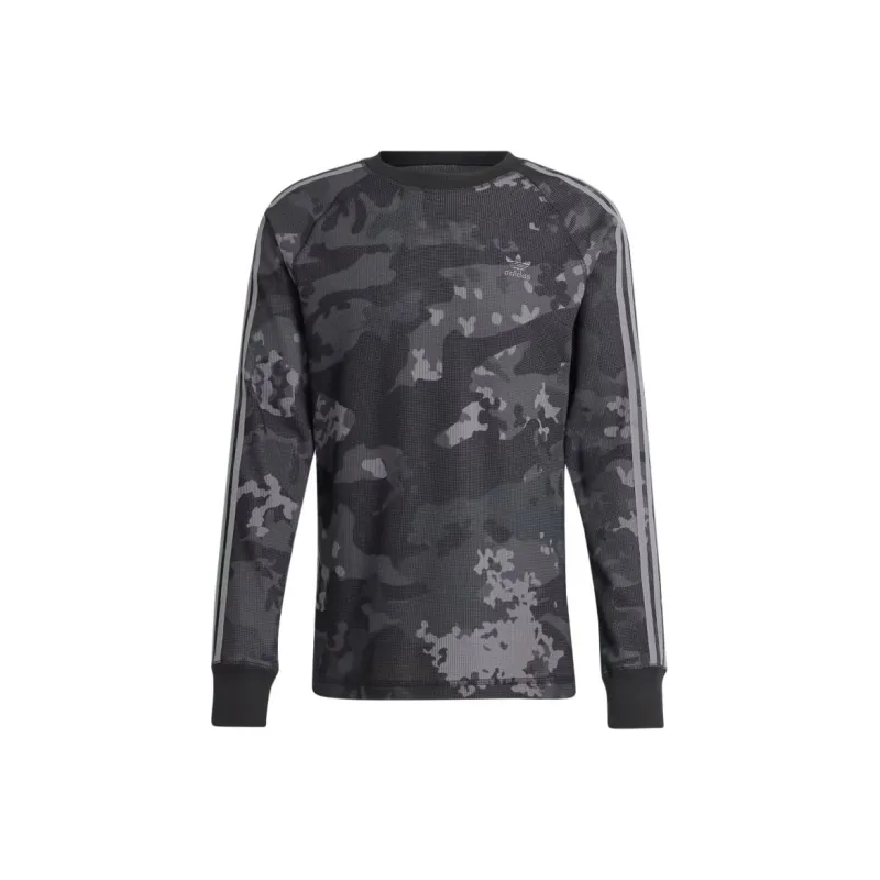 Adidas CAMO WAFFLE LONG-SLEEVE TOP Sweatshirt Men's Black-0