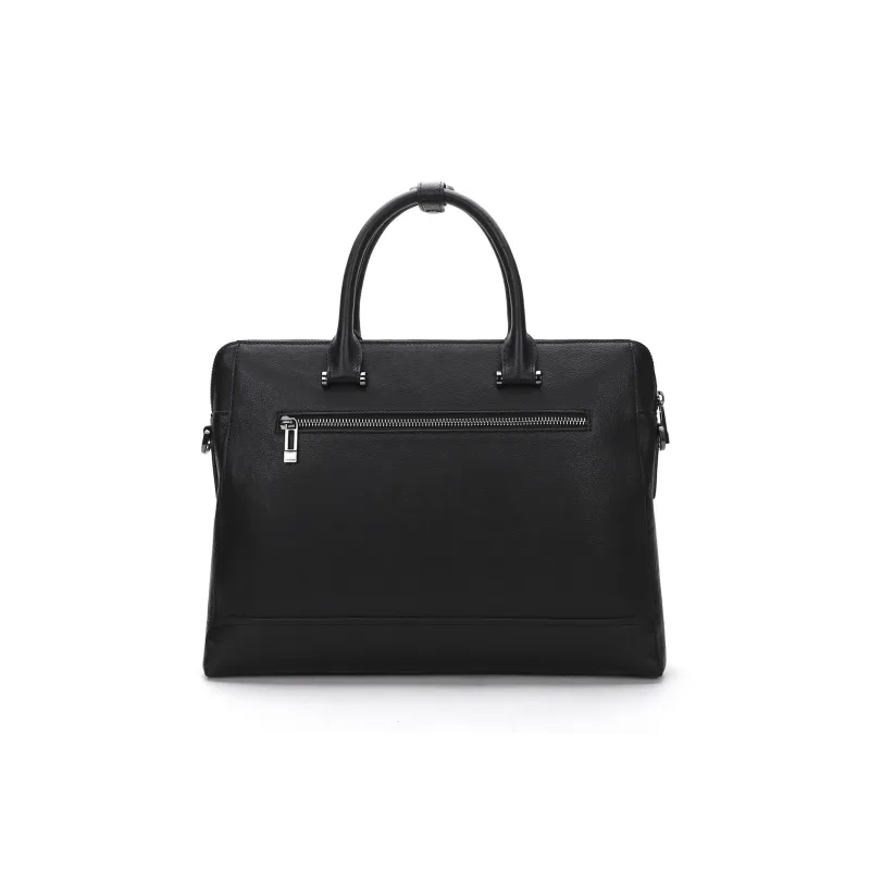 ELLE HOMME Cow Leather Briefcase Regular Men's Black-2