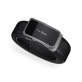 PIERRE CARDIN Top Grain Cow Leather Genuine Leather Belt Men's Black 3.5CM