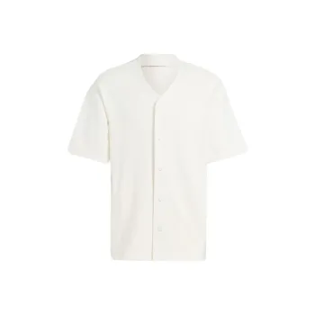 Adidas Lounge Piqué Terry Baseball Shirt Men's White