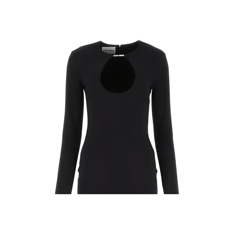 MIU MIU Cut Out Long Sleeved Dress-6