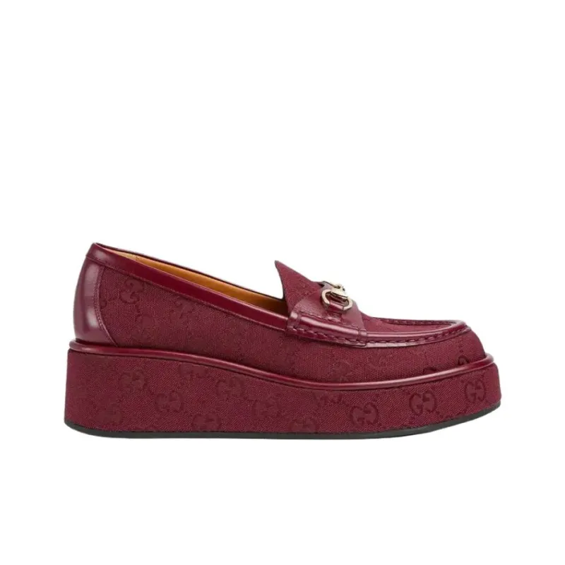 GUCCI Loafers 5cm Women's Burgundy-1