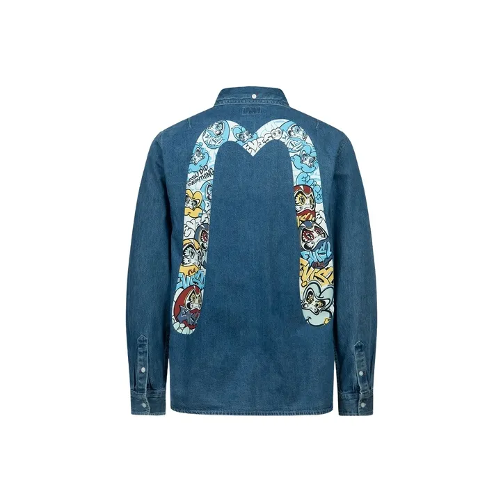 EVISU Shirts Men Denim Blue-0