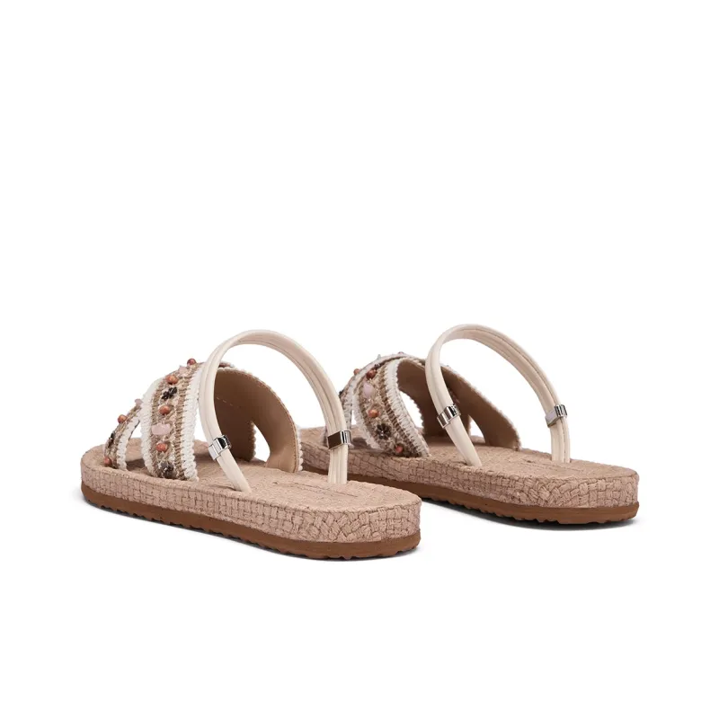 Hotwind Woven Slip Resistant Slide Slippers Women's Beige Apricot-2
