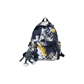 BUBM Nylon Backpack Regular Unisex Yellow/Blue/Red