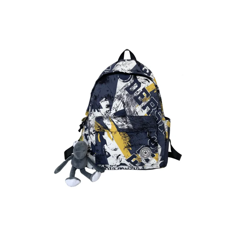 BUBM Nylon Backpack Regular Unisex Yellow/Blue/Red-0