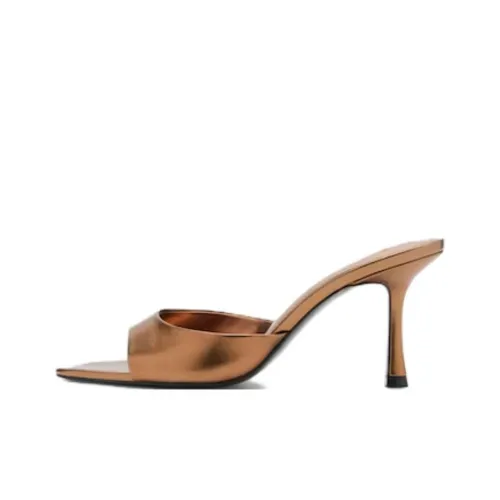 MANGO Slide Slippers Women's Gold