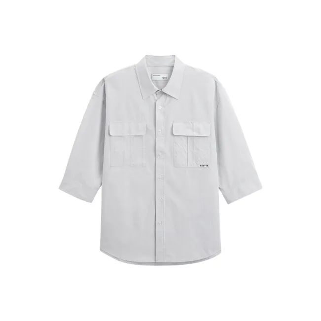 GXG Shirts Men White With Gray Stripes-0