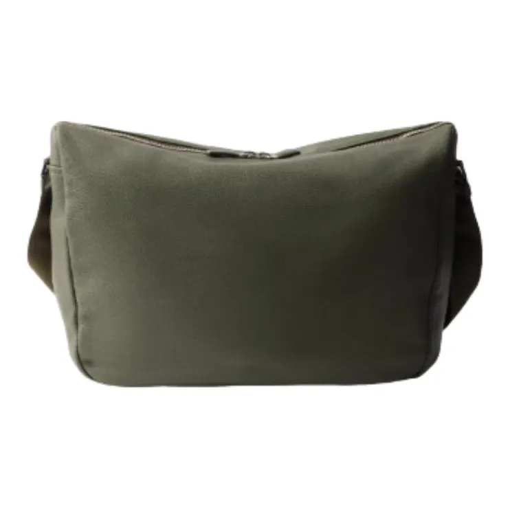 PRADA Cow Leather Shoulder Bag Large Size Men's Dark Olive Green-1