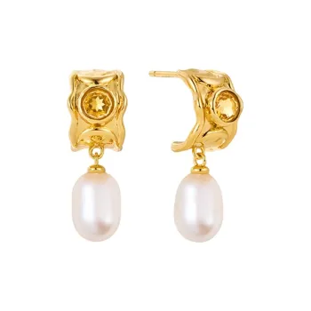 Amber Lollipop Pearl Earrings Women's