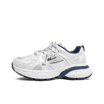 Warrior Abrasion Resistant Breathable Slip Resistant Low Top Casual City Commute Running Shoes Women's White Dark Blue