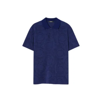 VERSACE Barocco Jacquard Short Sleeved Polo Shirt