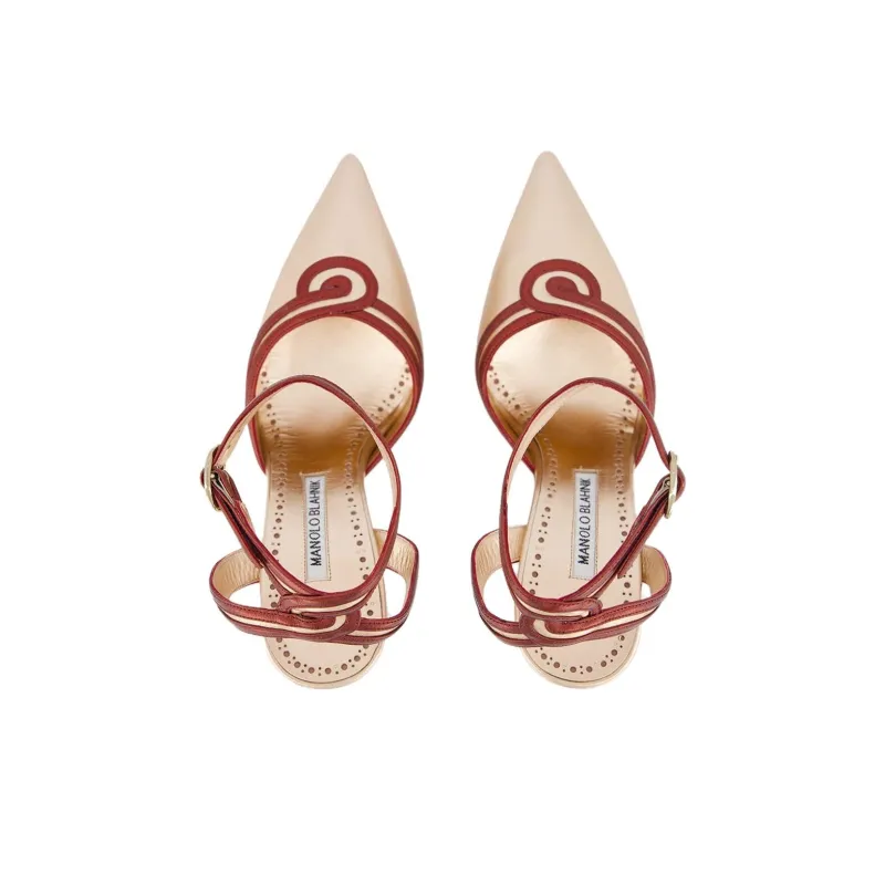MANOLO BLAHNIK Chonga Slim Heel High Heels 10.5cm Women's Gold-4