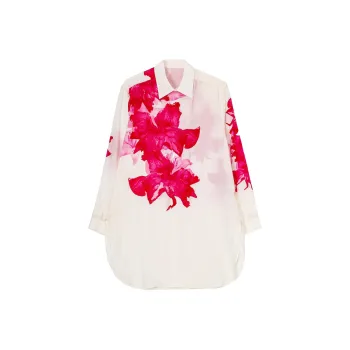 Yohji Yamamoto Floral Printed Long Shirt
