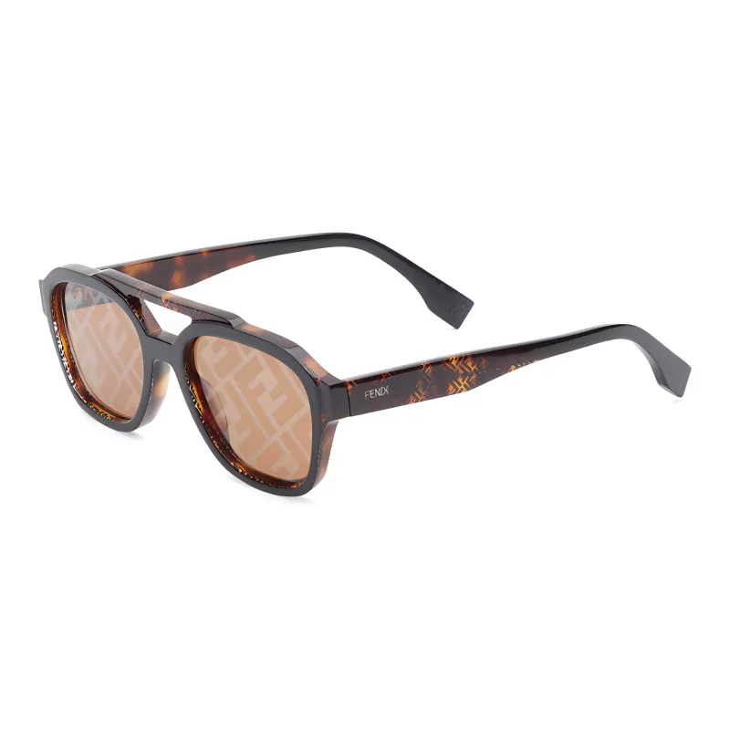 FENDI Acetate Aviator Sunglasses Men's Black-0