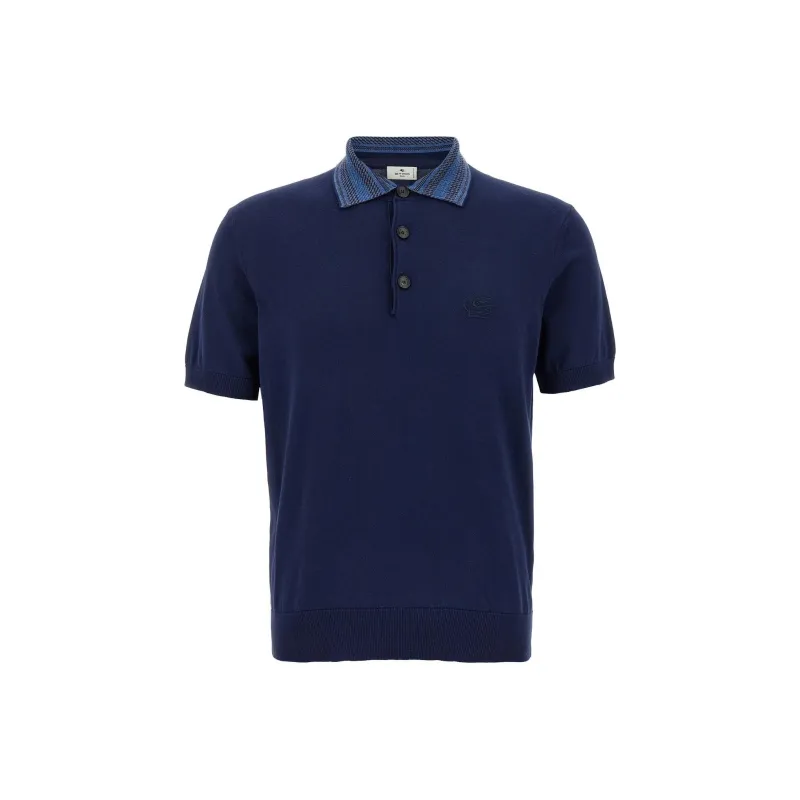 ETRO Pegasus Embroidered Short Sleeved Polo Shirt-0