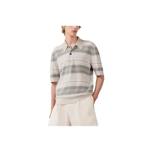 HERMES Polo Shirts Men Light Gray Umber