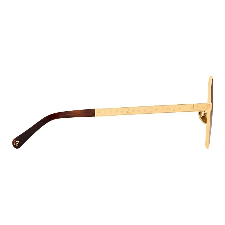LOUIS VUITTON Metal Acetate Metal Parts Square Sunglasses Women's Gold-2