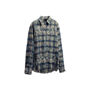 Apriority Clothing Shirt Unisex Dark Blue Plaid