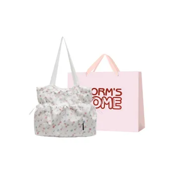 Worm's Home Nylon Tote Bag, Shoulder Bag Women's Gray/White/Black