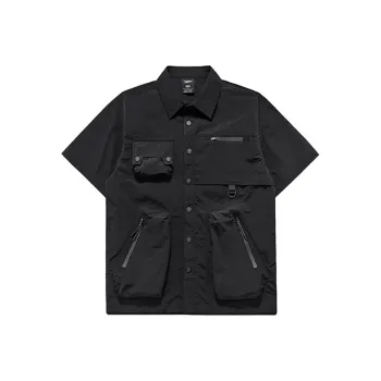 VIP Solid Color Workwear Multi Pocket Design Short Sleeved Shirt Men's