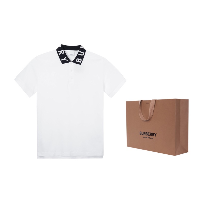Burberry Men Ryland Collar Logo Polo White/Black - POIZON