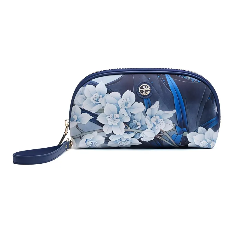 Pmsi Mulberry Silk Wallet Clutch Small Size Women's Dark Blue-1