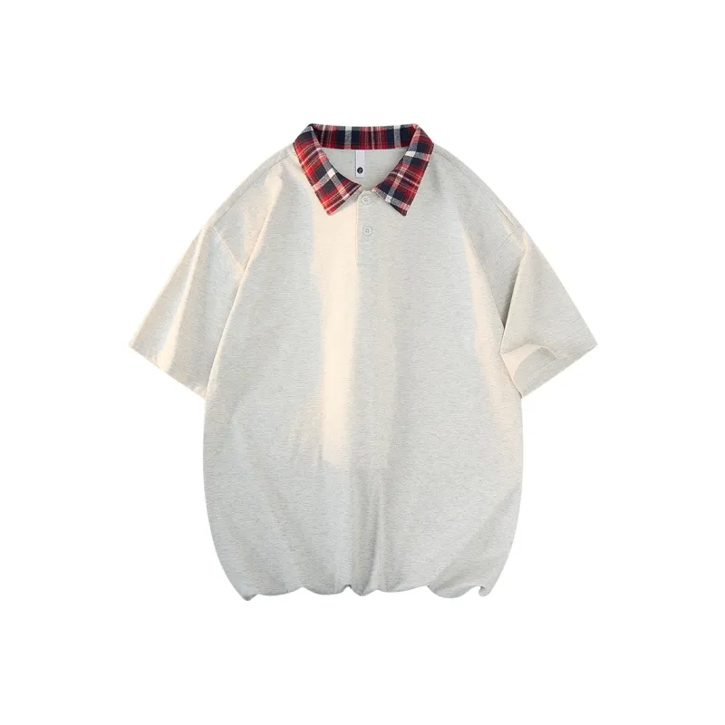 GROW DATE Polo Shirt Unisex Black/Red Plaid-16