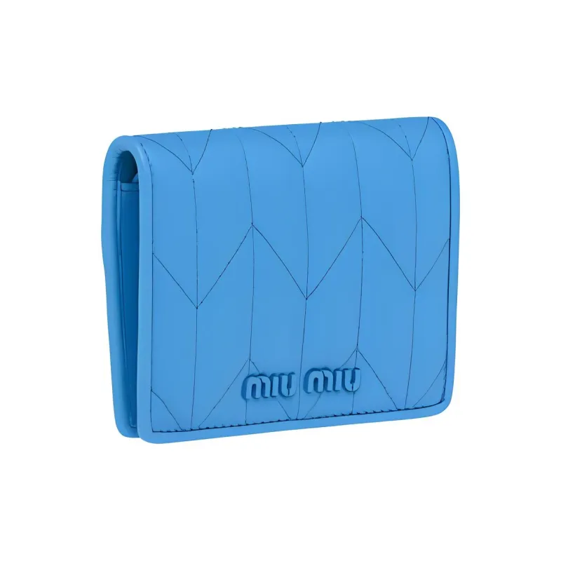 MIU MIU Soft Sheepskin Leather Wallet Small Size Women's Pure Sky Blue-1
