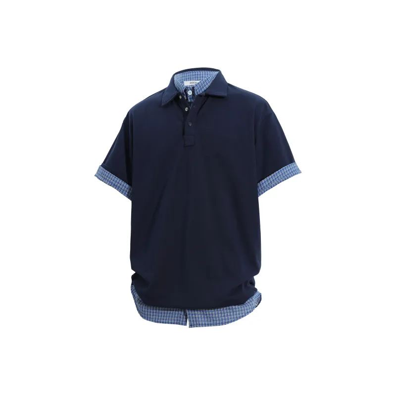 OGEK Polo Shirt Unisex Black POLO Comes With Blue Plaid Shirt-10