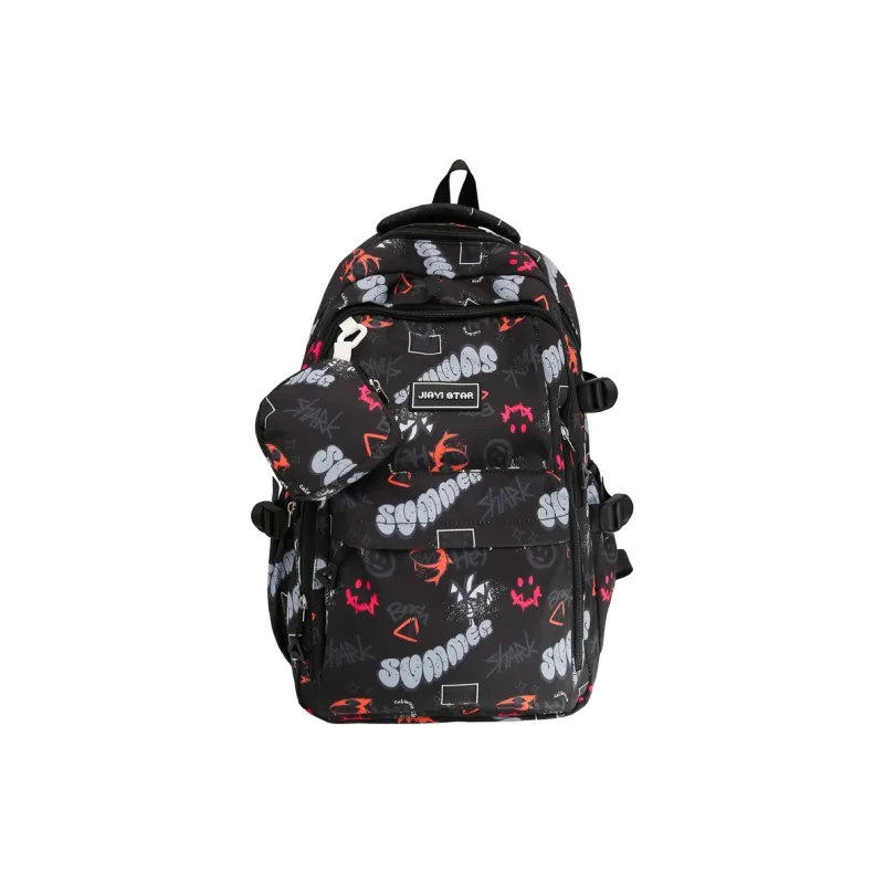 URBAN FOREST Nylon Backpack Unisex Red/Purple/Yellow/Green/Black-0