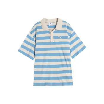 PUMA Striped SS25 WARDROBE ESS Polo Shirt Unisex Light Blue