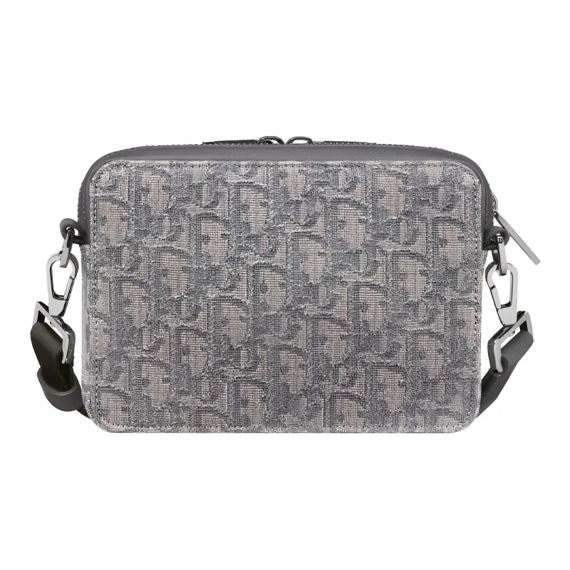 DIOR Jacquard Fabric One Shoulder Crossbody Clutch Men's Metallic-2